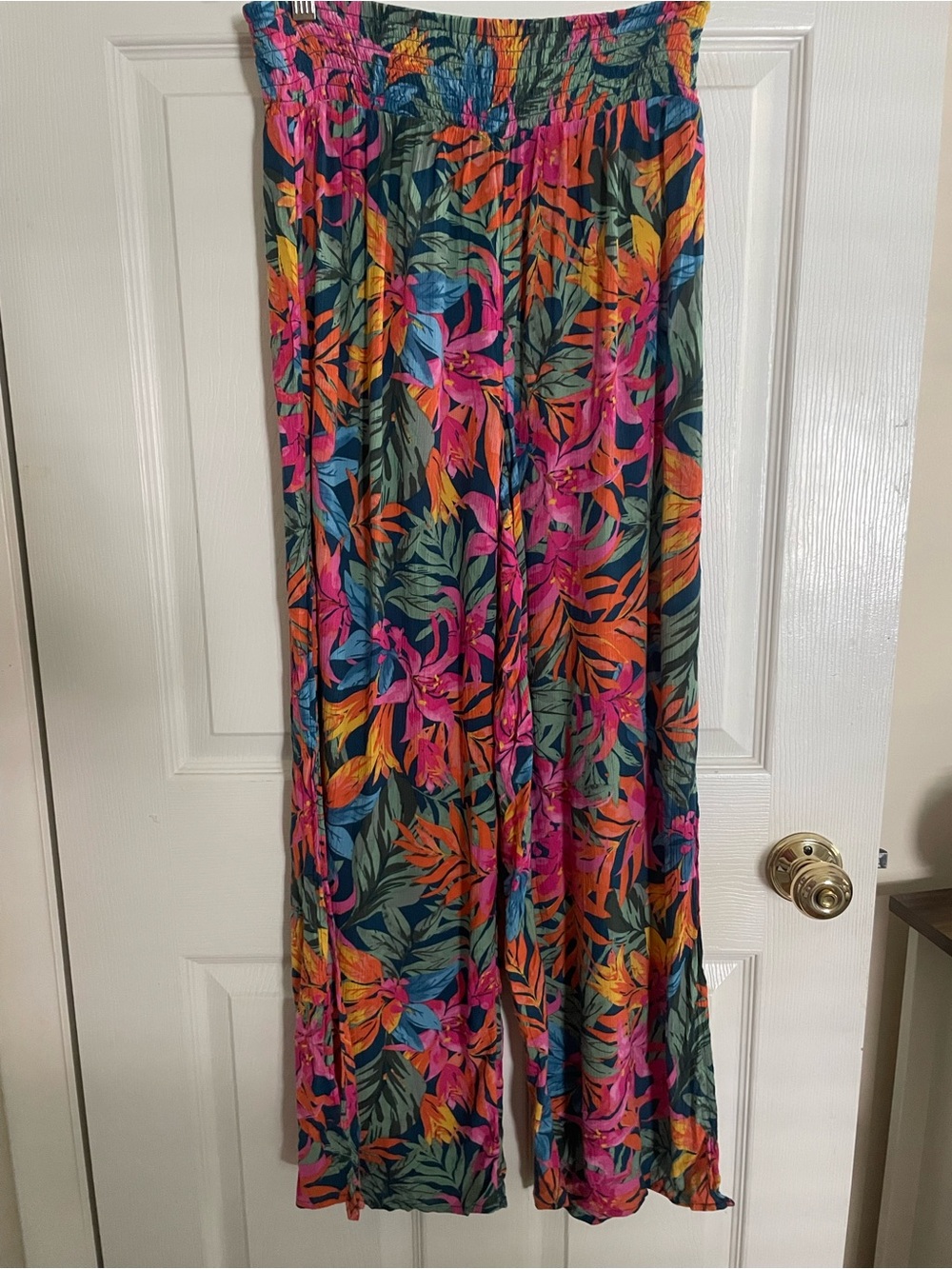 Tropical Wide-Leg Beach Pants - Multicolor‎
